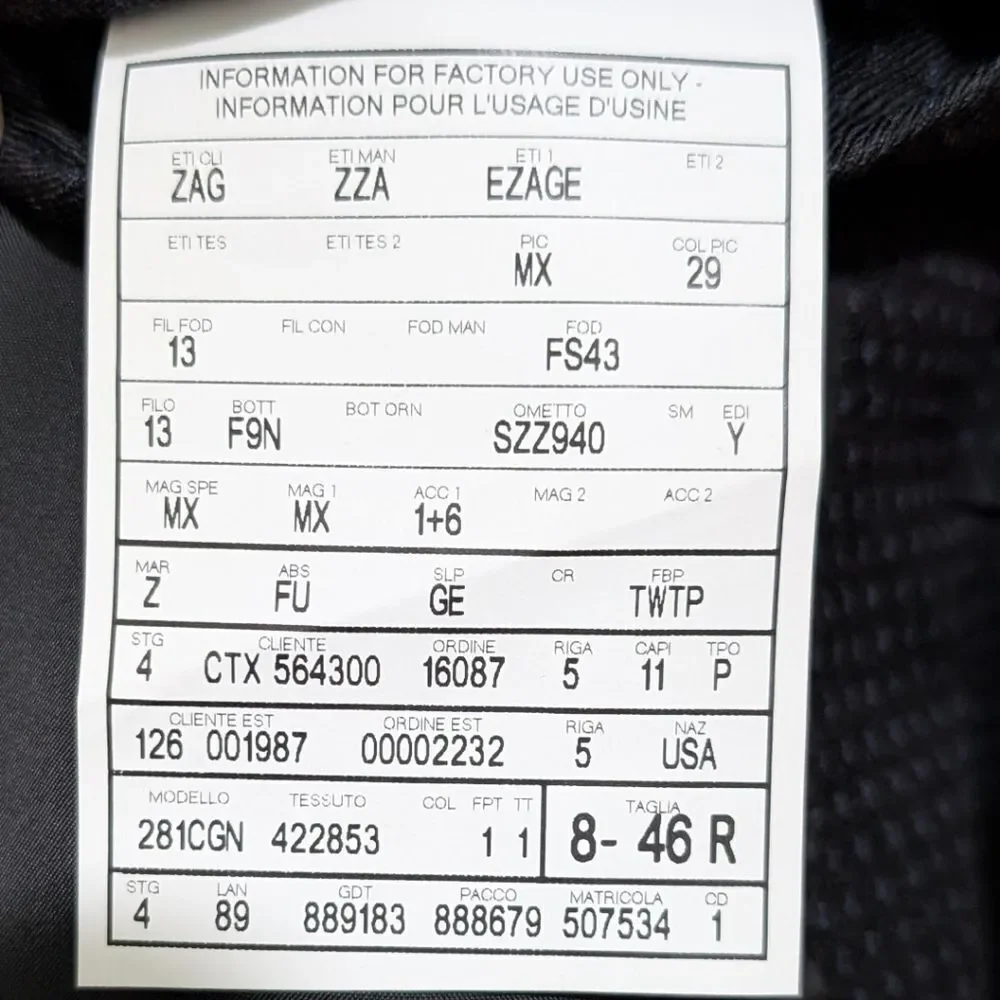 Z Zegna Mens Dark Navy/Black Micro-Pattern Wool Suit Jacket Blazer EU 46R Drop 8